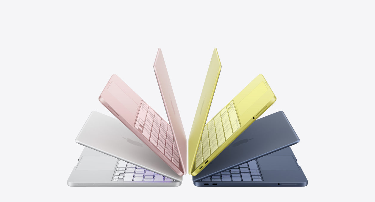 MacBook Neo finishes blush indigo silver citrus